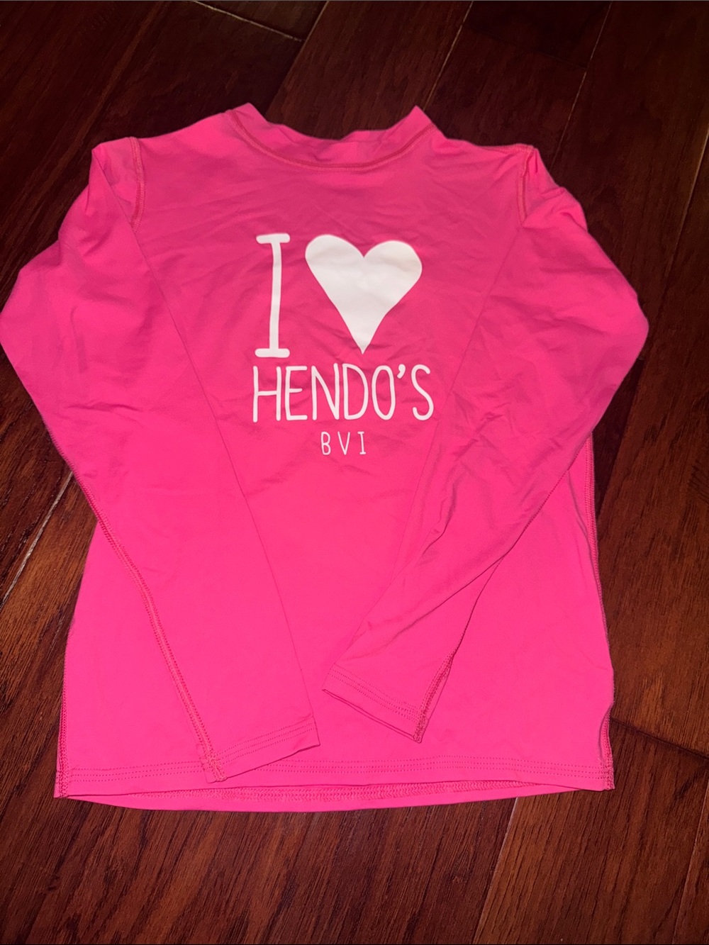 Pink "I ♥ HENDO'S BVI" Kids Long Sleeve rash guard